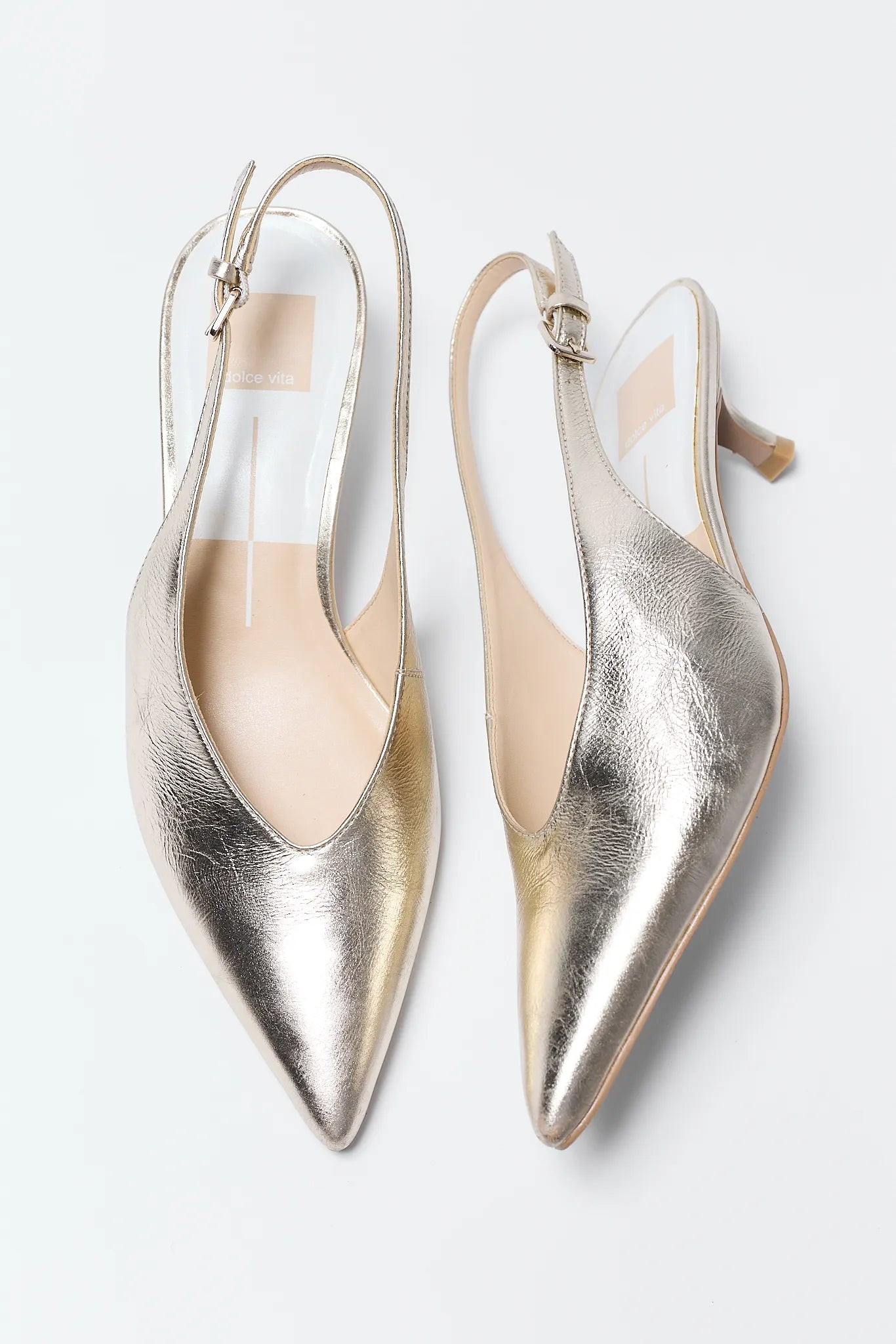 Alenna Gold Pointed Toe Heels | Avara