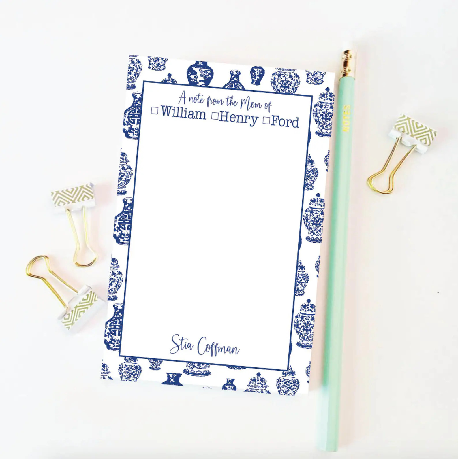 Ginger jar notepad, Mom notepad, Personalized notepad, New Mom gift idea, Ginger jar stationery, ... | Etsy (US)