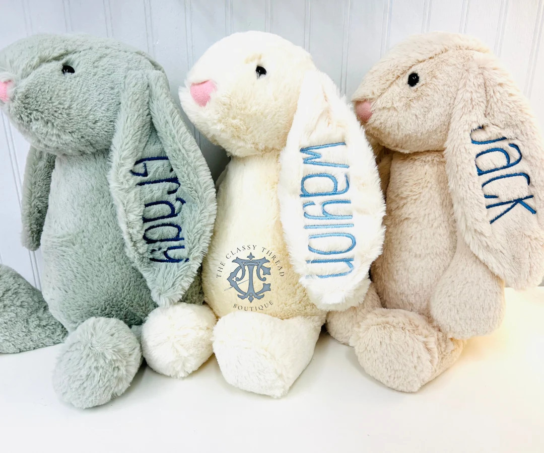 Monogrammed Bunny, Easter Bunny, Personalized Bunny Rabbit, Personalized Baby Gift, Personalized ... | Etsy (US)