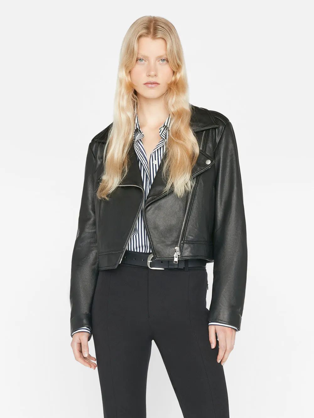 Moto Leather Jacket  in  Noir | Frame Denim
