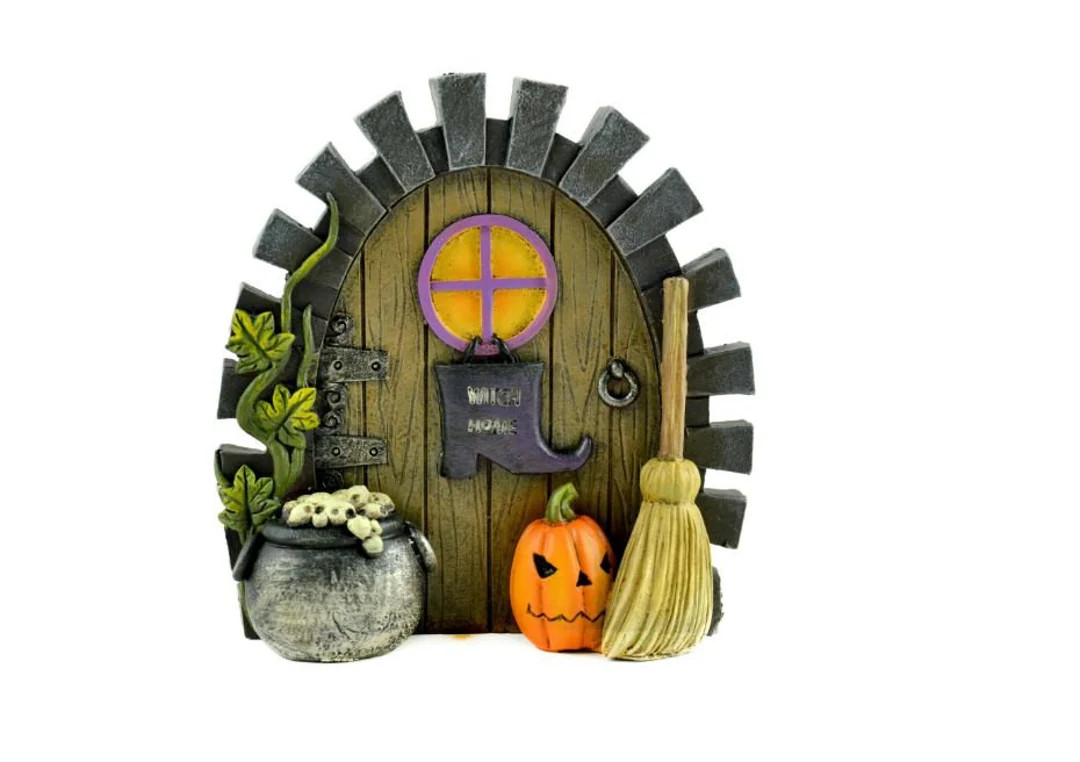 Halloween Door, Fall Garden Door, Witch Home Door, Autumn Fairy Garden Accessory - Etsy | Etsy (US)
