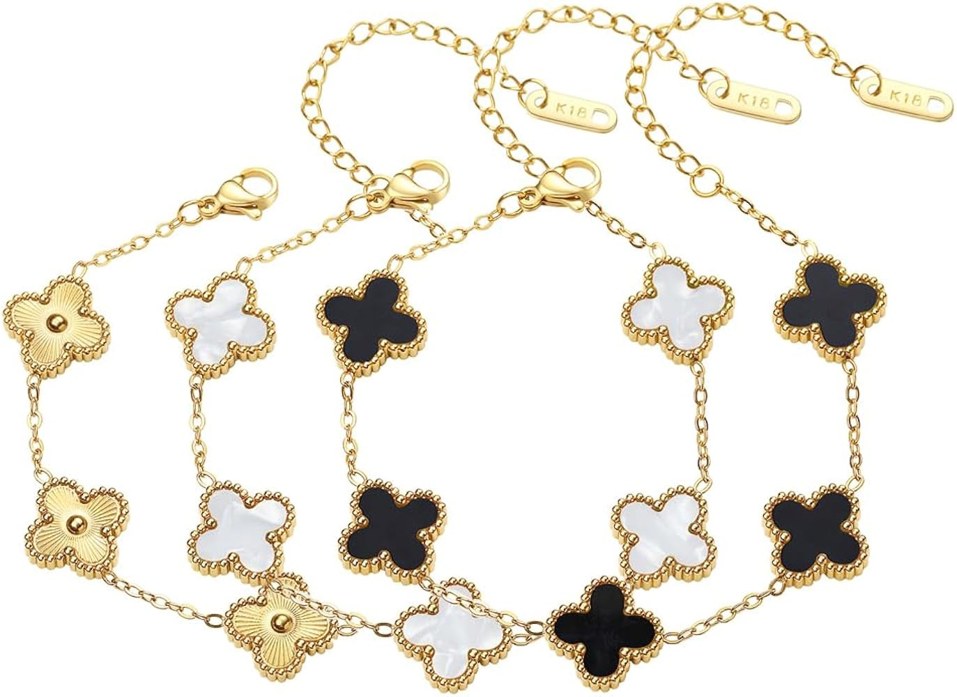 18K Gold Plated Clover Lucky Bracelet for Women Girls Trendy Link Bracelet Adjustable Plated Luck... | Amazon (US)
