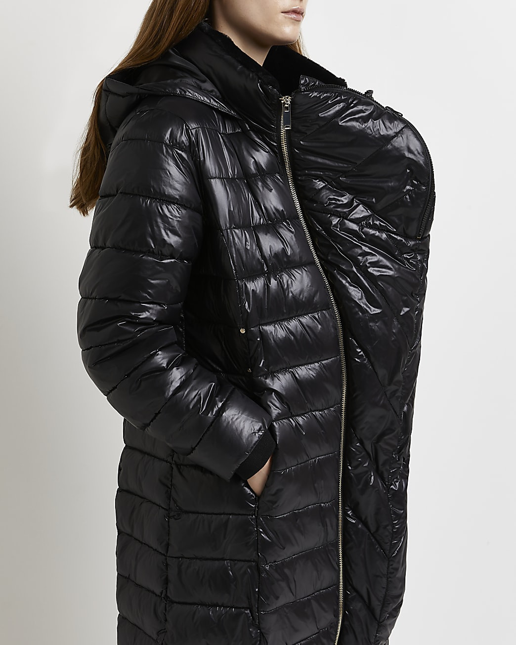 River Island Womens Black 3 in 1 quilted maternity puffer coat | River Island (US)