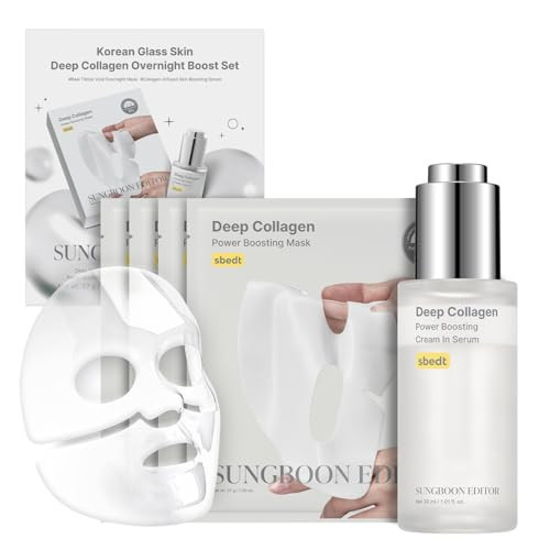 SUNGBOON EDITOR Deep Collagen Boost Set | Collagen Face Mask & Serum for Face, Real collagen 2,160,000ppb, Volufiline, Glass Skin, Skin Elasticity, Volumizing, Korean Skin Care, 37gx4ea & 1.01fl.oz | Amazon (US)