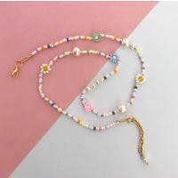 Beaded Daisy Flower Necklace/Flower Pearl Bead Necklace/Mixed Gemstone Multicolored Seed Beed Necklace/Bestseller Jewelry/Anya Nord/Flowers | Etsy (US)