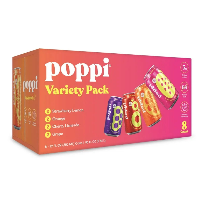 Poppi Prebiotic Soda, Variety Pack, 12 oz, 8 Pack Cans | Walmart (US)