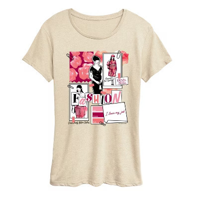 Women's The Devil Wears Prada Fashion Sketchbook Short Sleeve Graphic T-Shirt - Birch - Medium | Target