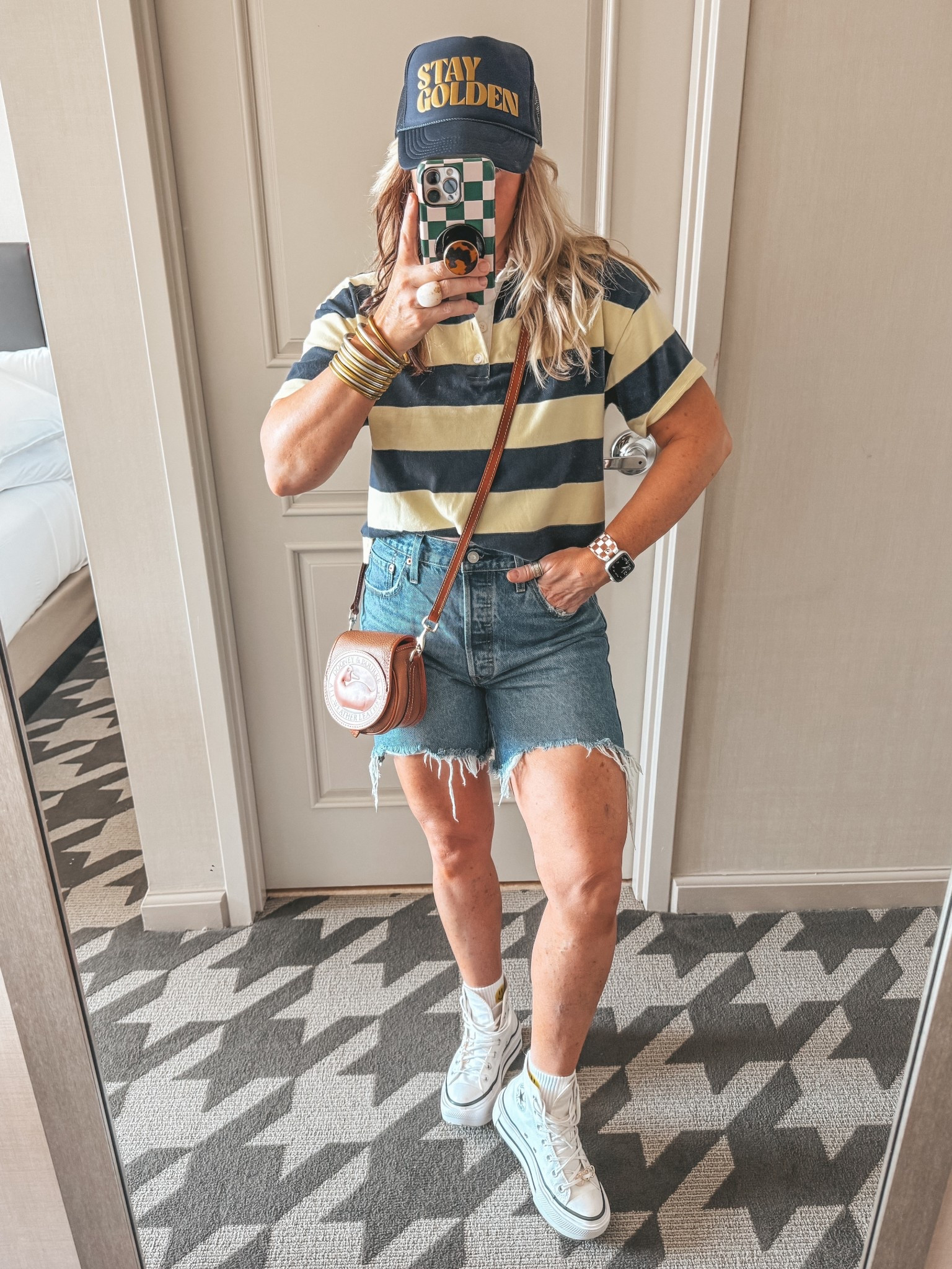 This Levi’s polo is so cute! I’m wearing my true size medium. These are Levi’s shorts too but they are last year. I’ll link similar. I size up one in Levi’s. 
🏁Checkered watchband save with code MANDIE

#LTKootd #LTKOver40 #LTKgrwm