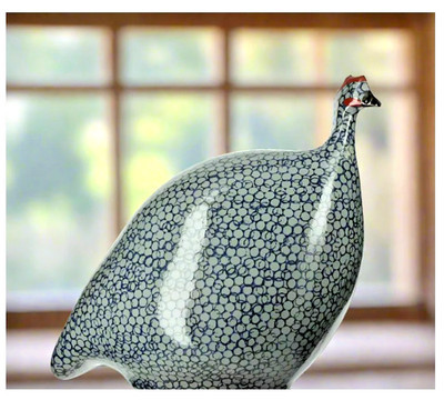 Céramiques de Lussan, French Ceramic Guinea Fowl, Blue with Speckled Cobalt, 8" | eBay US