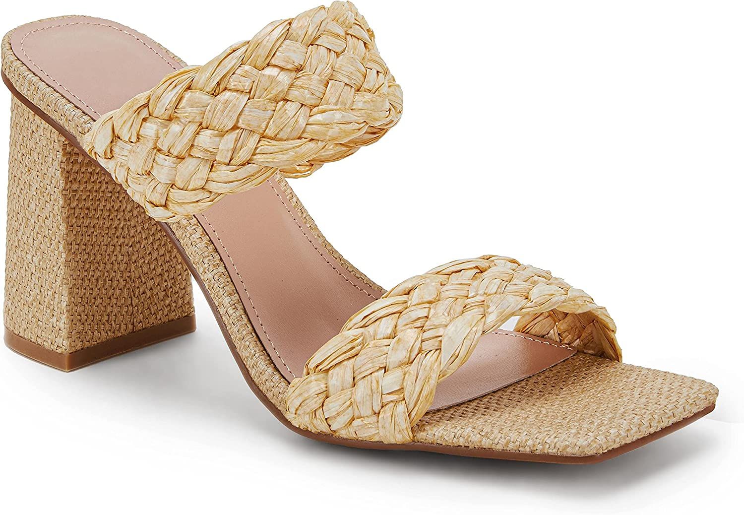 Syktkmx Women's Braided Heeled Slip On Slide Shoes | Amazon (US)