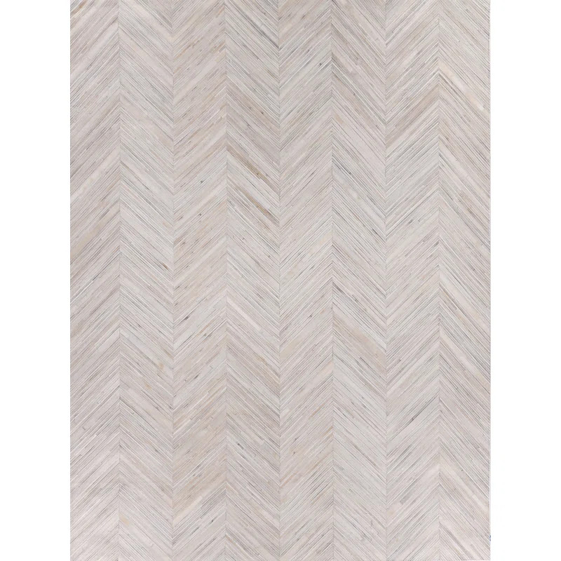 Chevron Handmade Cowhide Silver/Ivory Area Rug | Wayfair North America