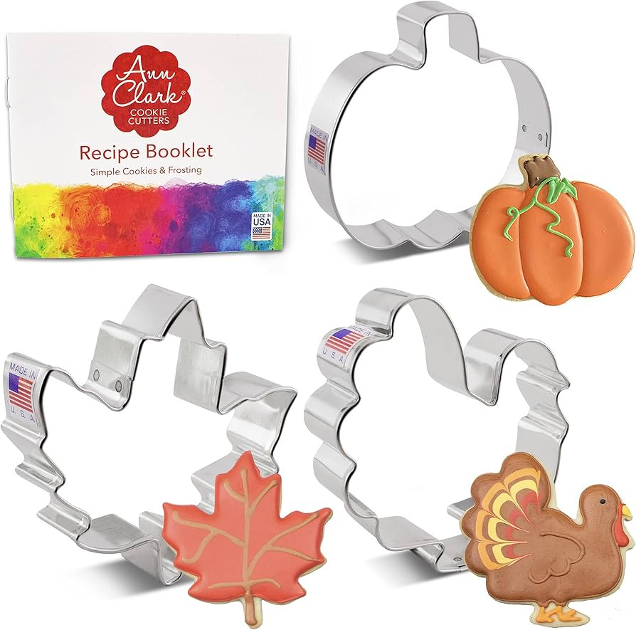 Thanksgiving and Fall Holiday Cookie Cutters 3-Pc. Set Made in USA by Ann Clark, Maple Leaf, Turk... | Amazon (US)