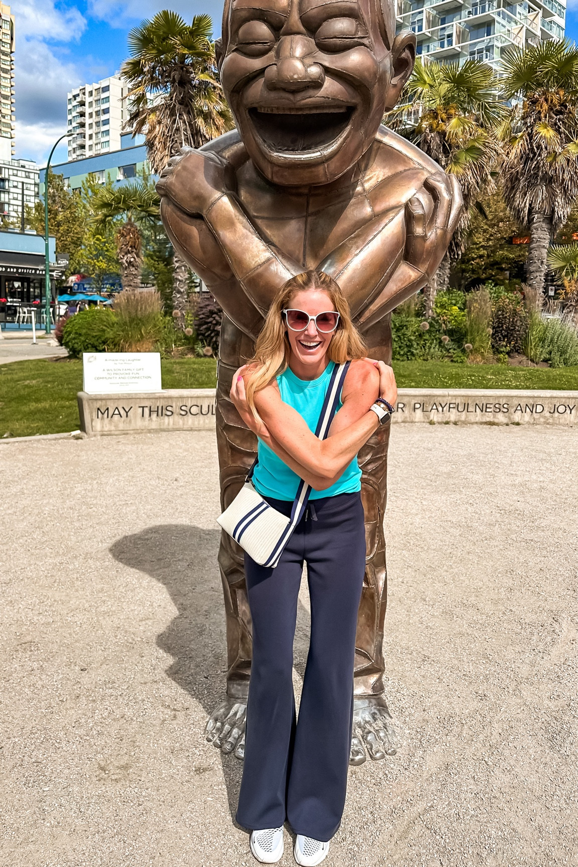 Give yourself a giant hug every single day 😉 
These pants are my absolute favorite to travel in, so much so I wore them the 2nd day and they keep their shape so well! Most comfortable ever! True to size - I’m wearing Medium tall - I’m 6’

And I’m in love with this purse! 

#LTKOver40 #LTKStyleTip #LTKTravel