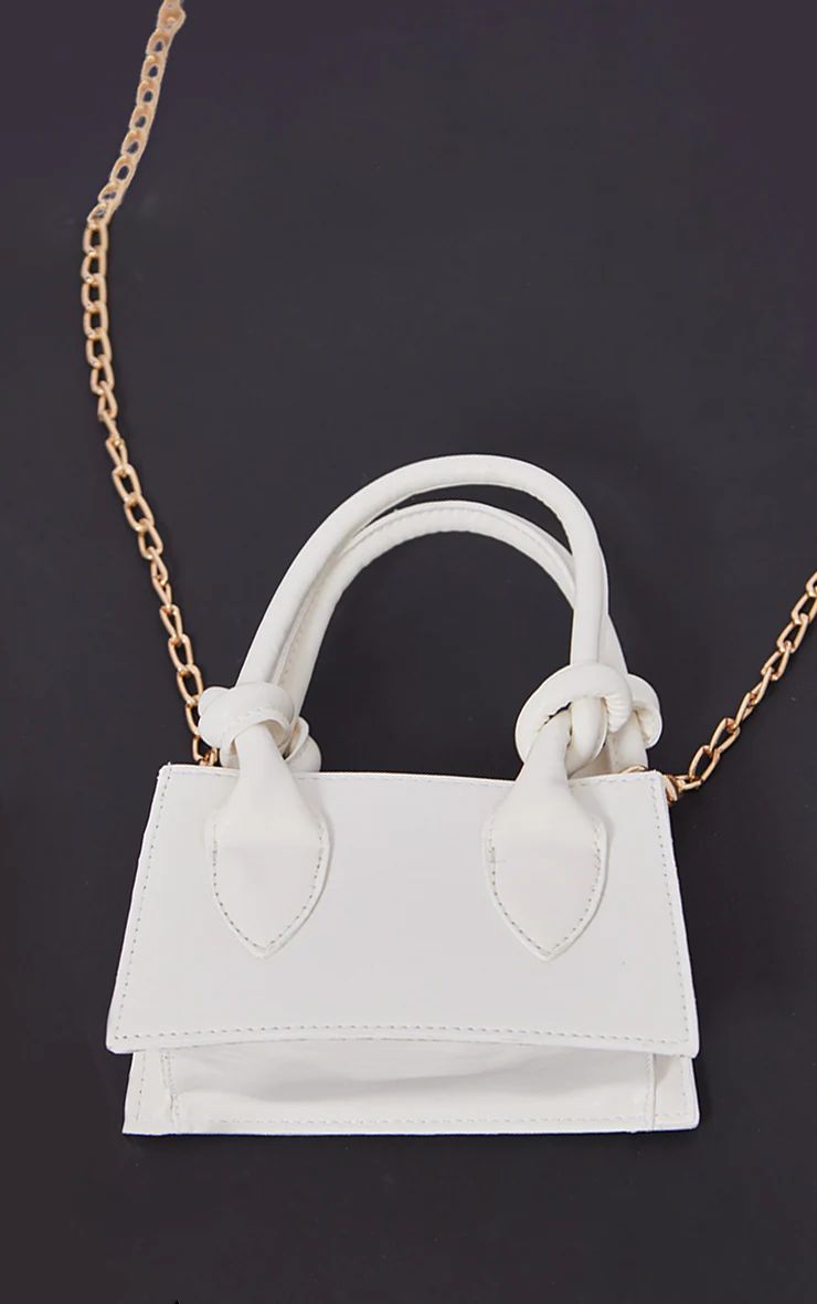 White PU Mini Knot Handle Grab Bag | PrettyLittleThing US