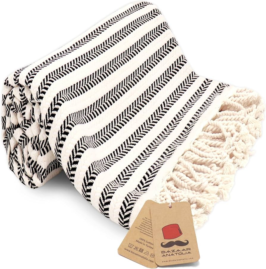 Bazaar Anatolia Turkish Beach Towel 100% Cotton Bath Towels Oversized Quick Dry Boho Farmhouse De... | Amazon (US)