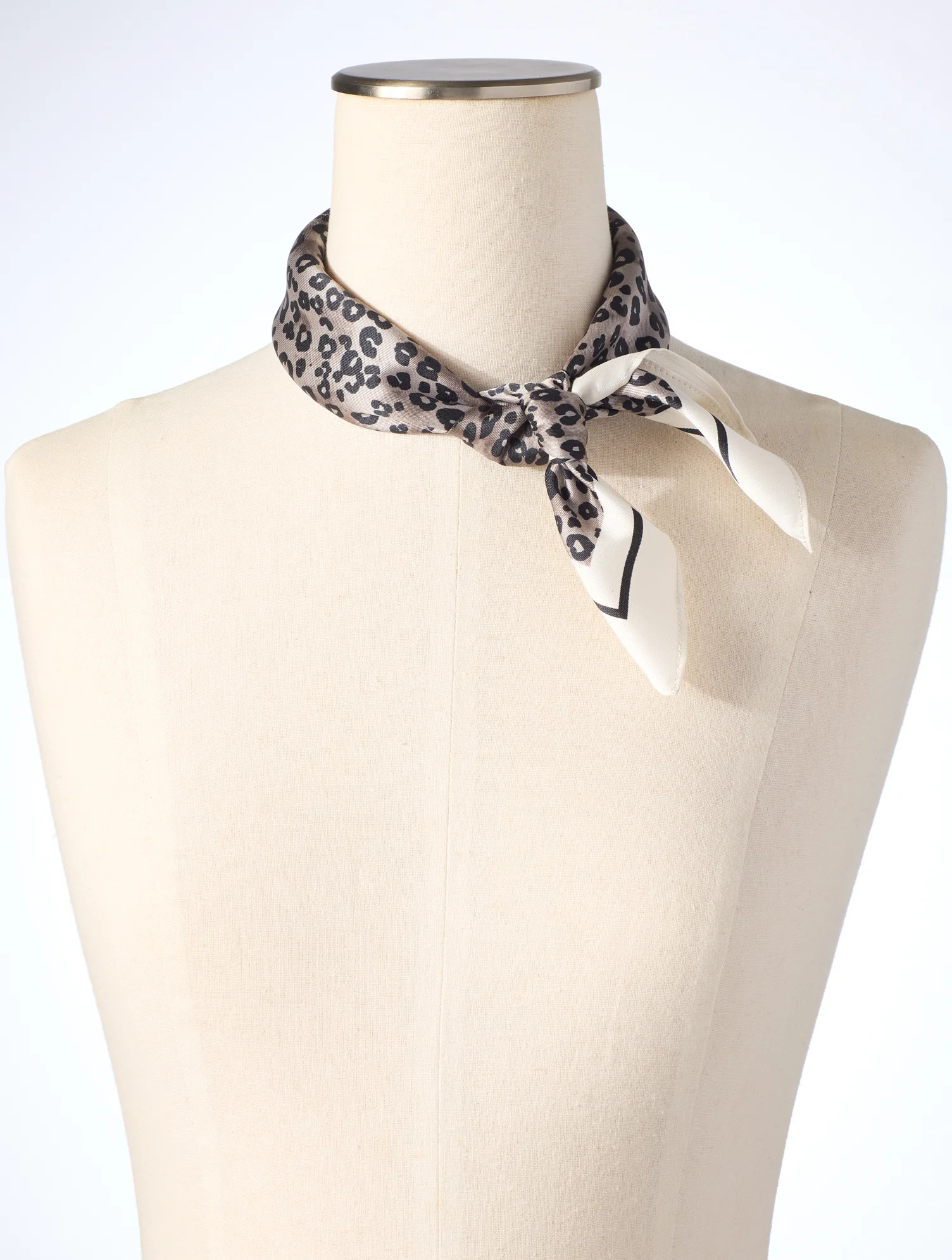 Micro Leopard Neckerchief - Grey - 001 Talbots | Talbots
