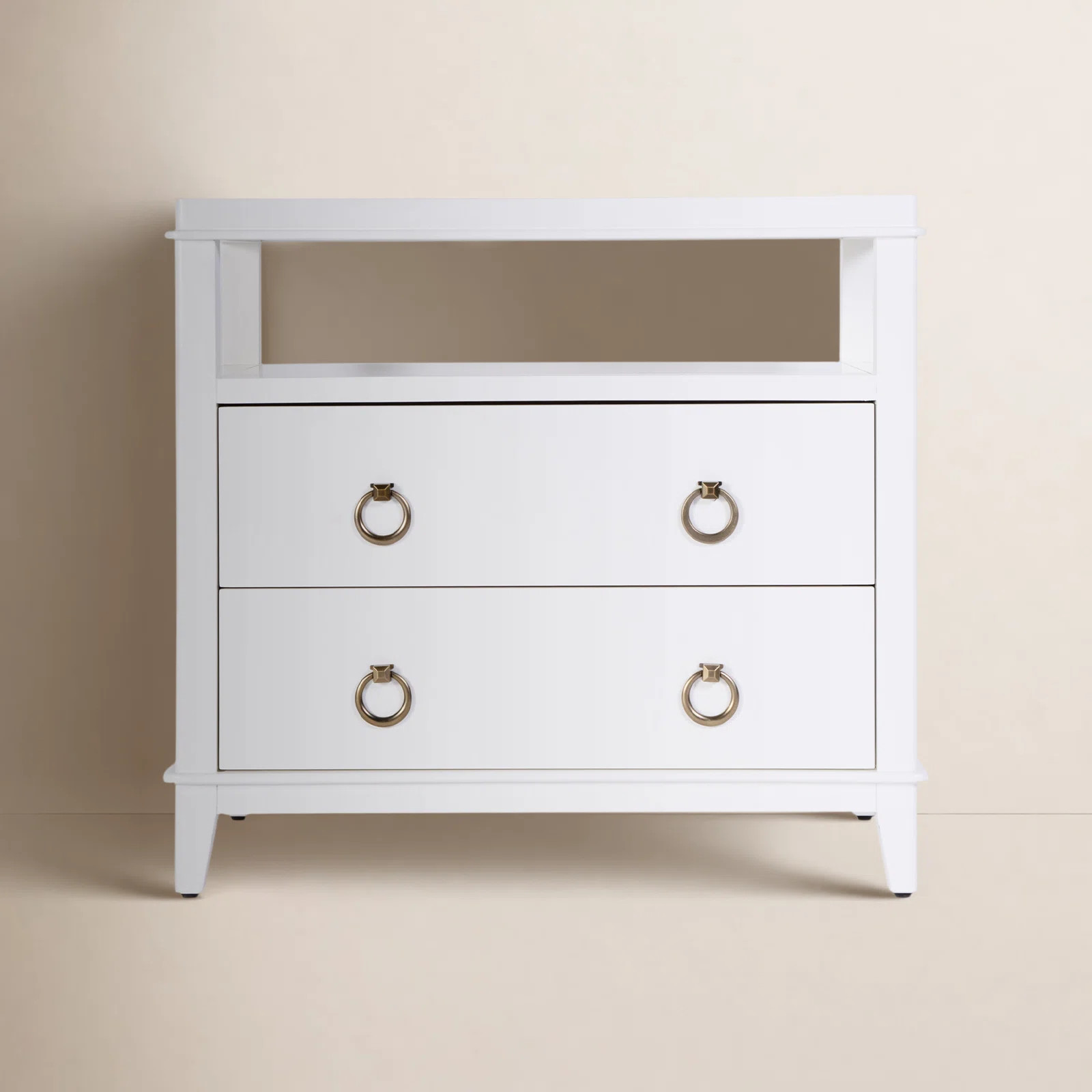 Highbury 28 in. W Rectangular Wood 2 Drawer Nightstand, Smooth White | Birch Lane