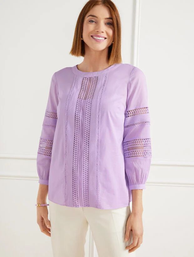Embroidered Trim Top | Talbots