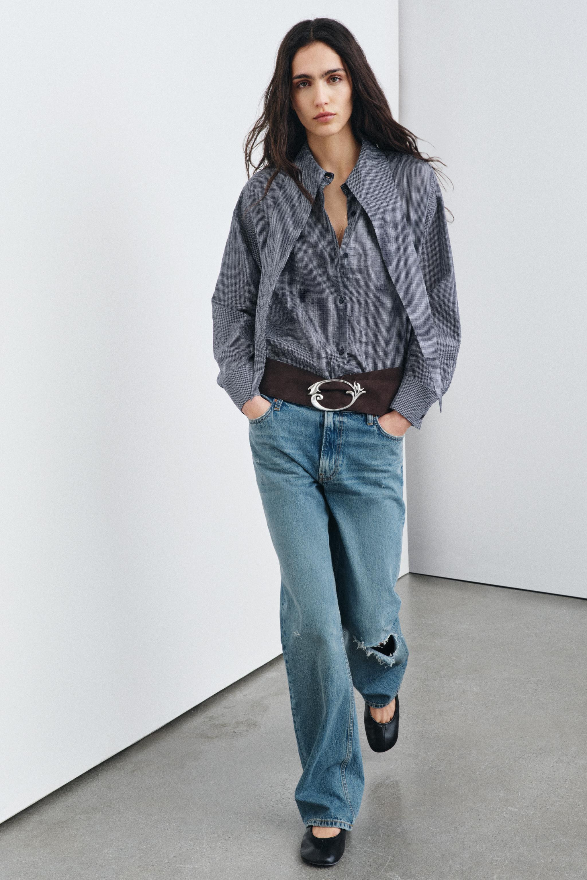 CHECK SHIRT WITH SCARF ZW COLLECTION | Zara UK