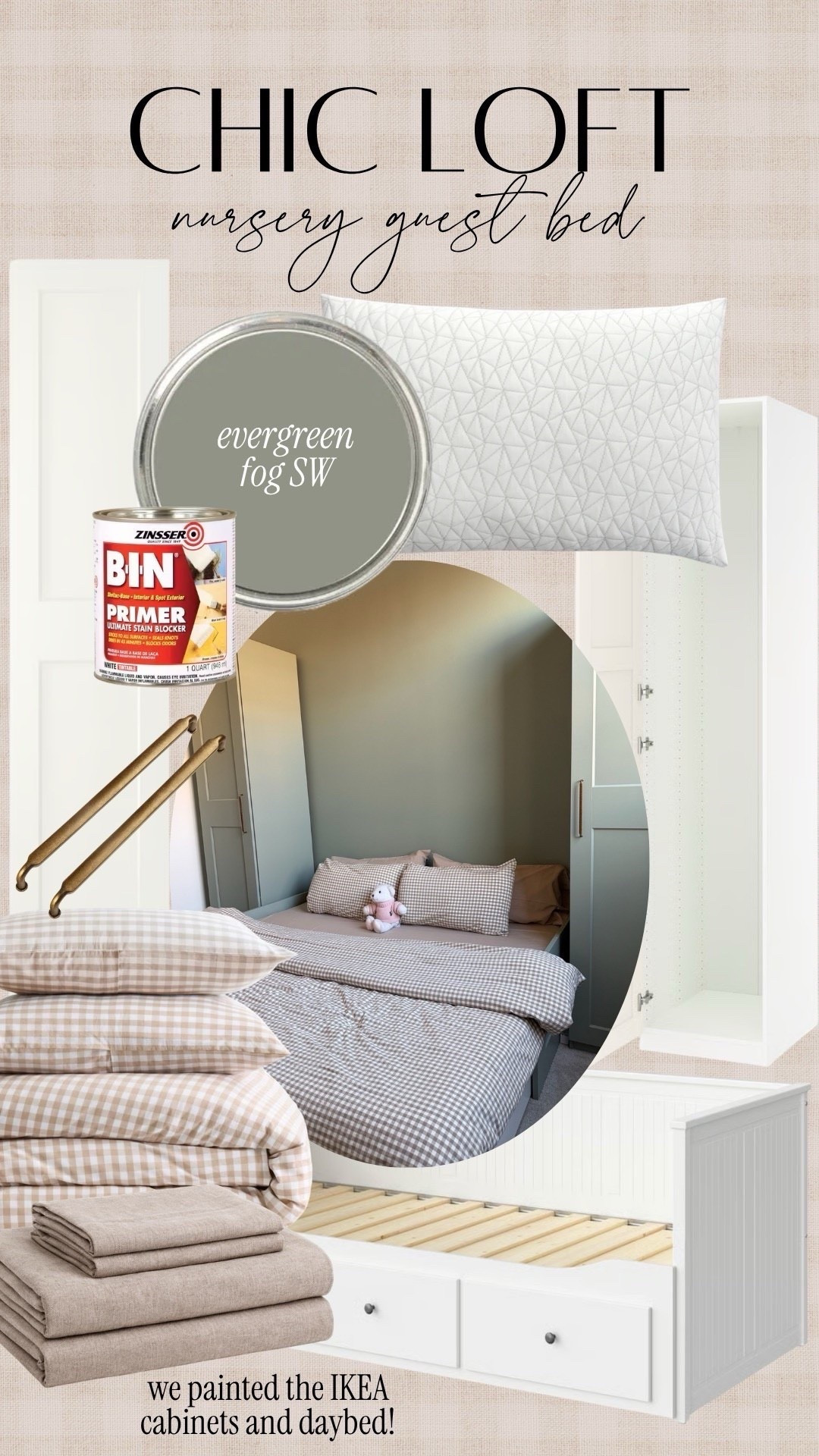 DIY nursery and guest bedroom! Hacking small space living with a newborn + out of state visitors. Paint color is SW evergreen fog 



#LTKHome #LTKBaby