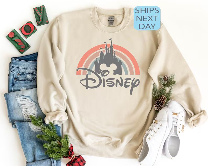 Disney Rainbow Castle Shirt, Disney Vintage, Disney Family Shirt, Disney Castle Shirt, Disney Ret... | Etsy (US)