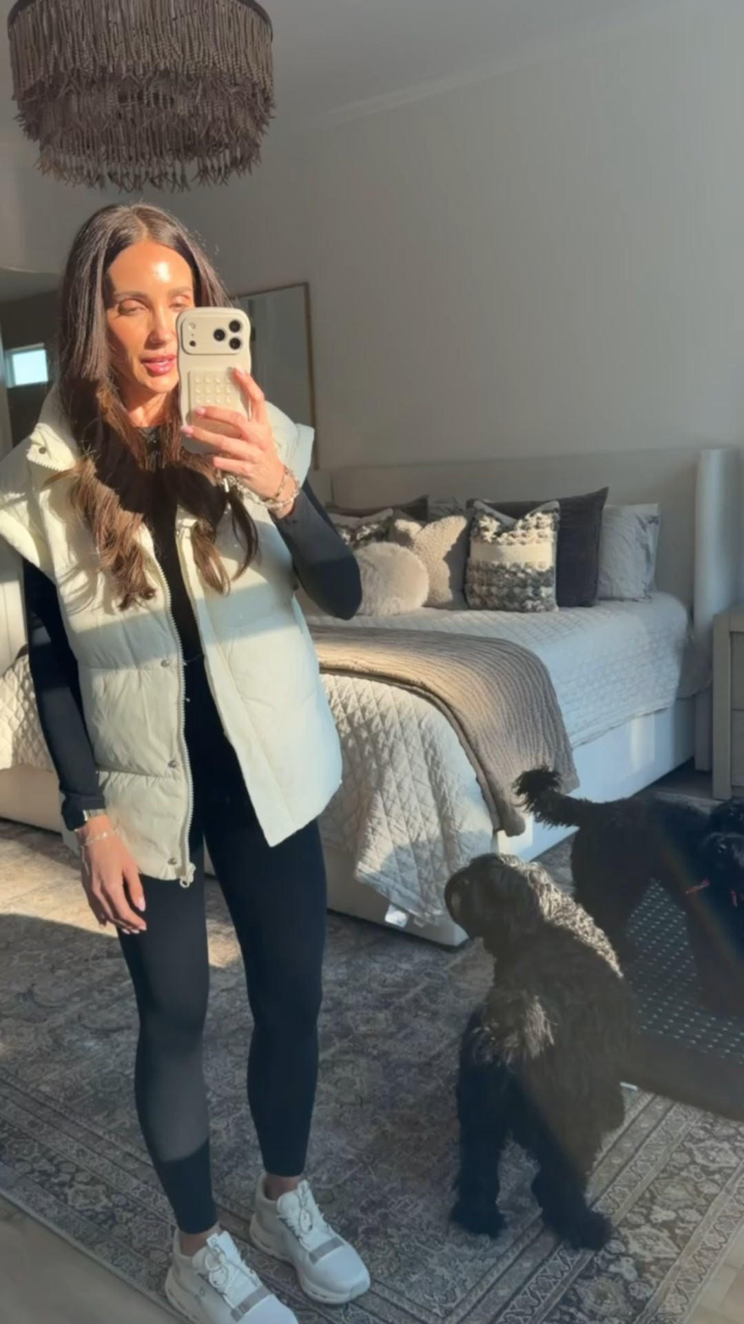 Athleisure outfit with puffer vest, higher dose mat, amazon activewear, annabrstyle.

#LTKselfcare #LTKActive #LTKOver40