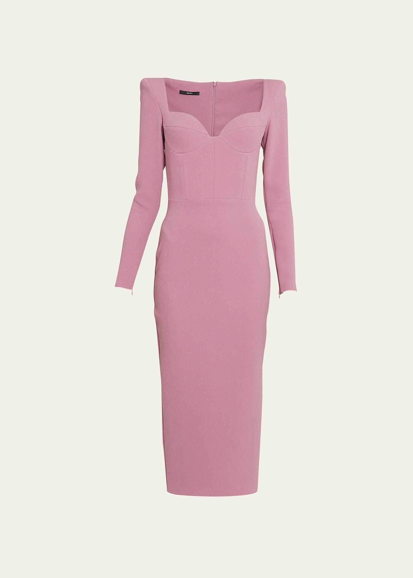 Alex Perry Strong-Shoulder Bustier Stretch Crepe Midi Dress | Bergdorf Goodman