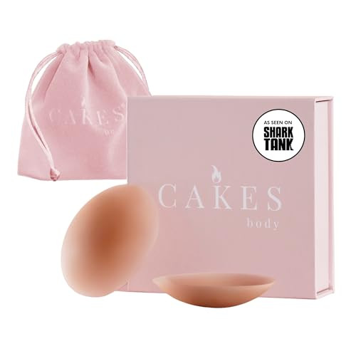 CAKES Body® grippy (Non-Adhesive) Circle Nipple Covers for Women - Silicone Nipple Covers with Travel Pouch - Reusable Design for Sports Bras, Swimear & Bralettes - Caramel, Plus Size (DDD+) | Amazon (US)