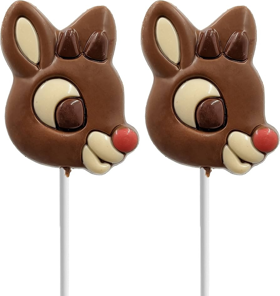 Fruidles 2-Pack Christmas Rudolph Big Chocolate Lollipop Holiday Treats, Double Crisp, Milk Choco... | Amazon (US)