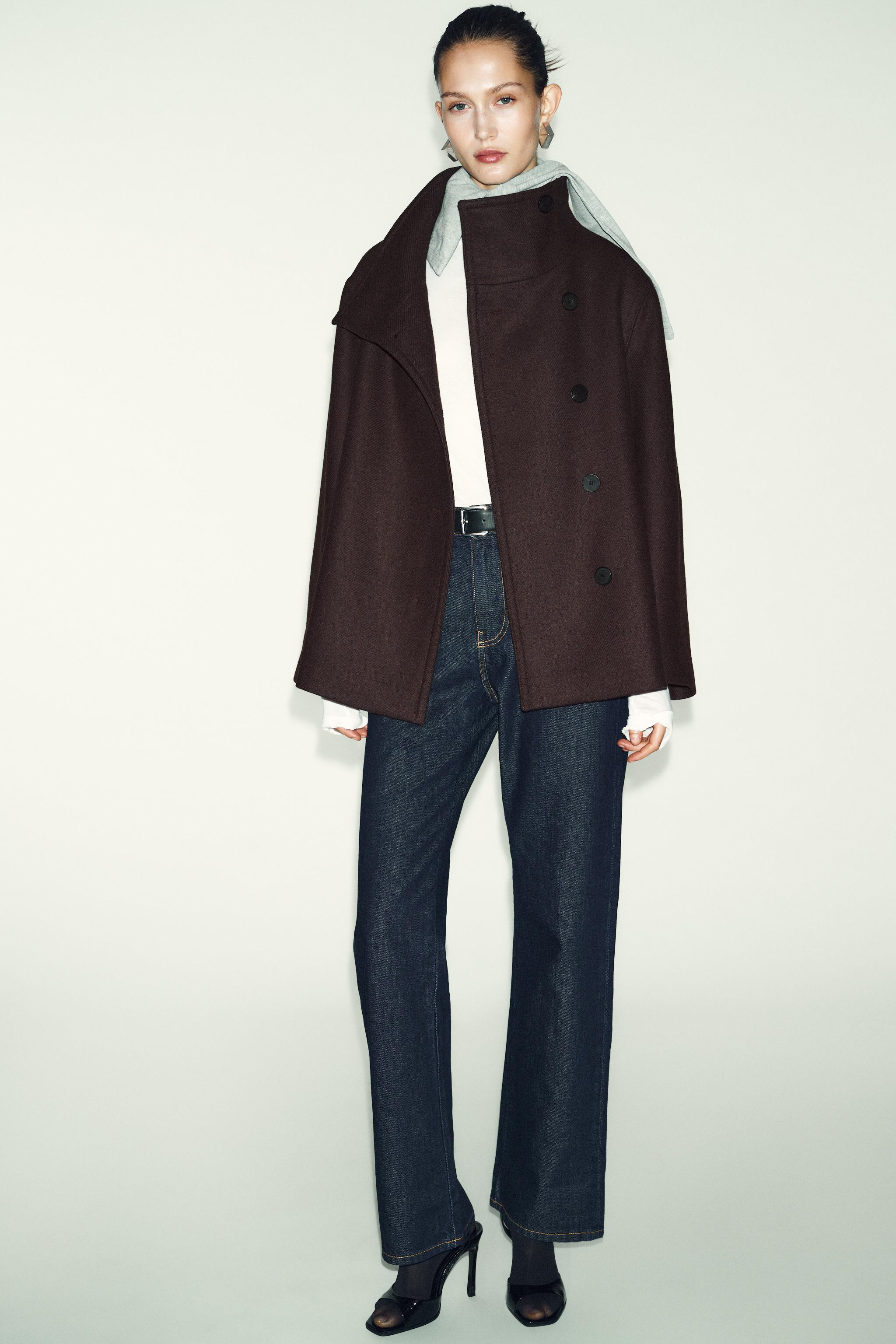 HIGH NECK WOOL BLEND SHORT COAT | Zara US