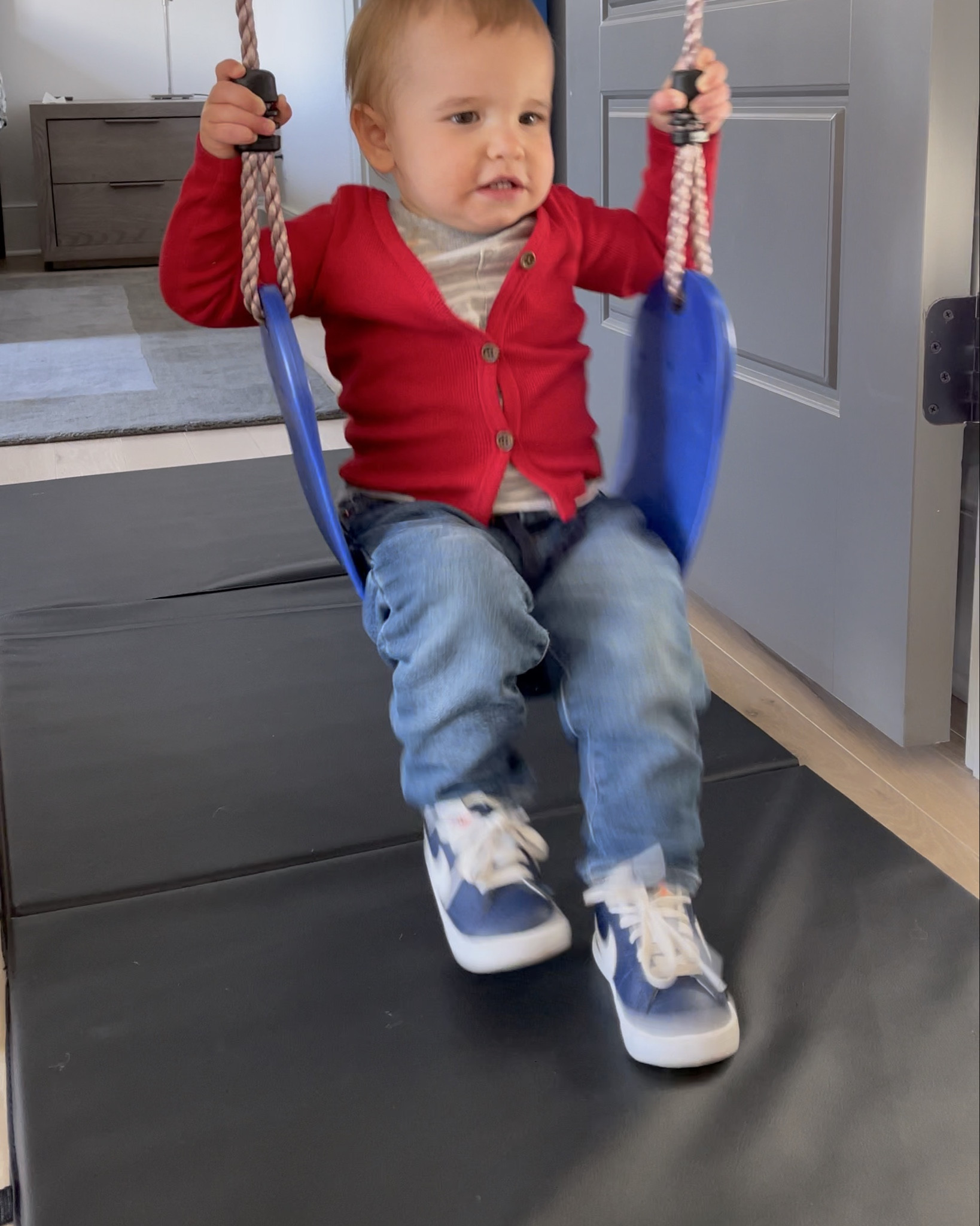 Ready to bring the playground indoors especially for those yucky days outside? 

This overdoor swing with extra activities like ladder climbing and rings has been a total game-changer for our active kiddos.

From their very first grip to now, this adjustable swing grows with them—our oldest has been loving it from 15 months all the way to 5 years old! It’s perfect for burning energy indoors and has been such a hit, we even installed ceiling mounts in our basement gym for extra fun! 

Bonus: so easy to install / remove and no handyman required! 

Check out my LTK shop to grab yours!  
#IndoorPlay #ActiveKids #SwingIntoFun #LTKKids #MomApproved

#LTKHome #LTKFamily