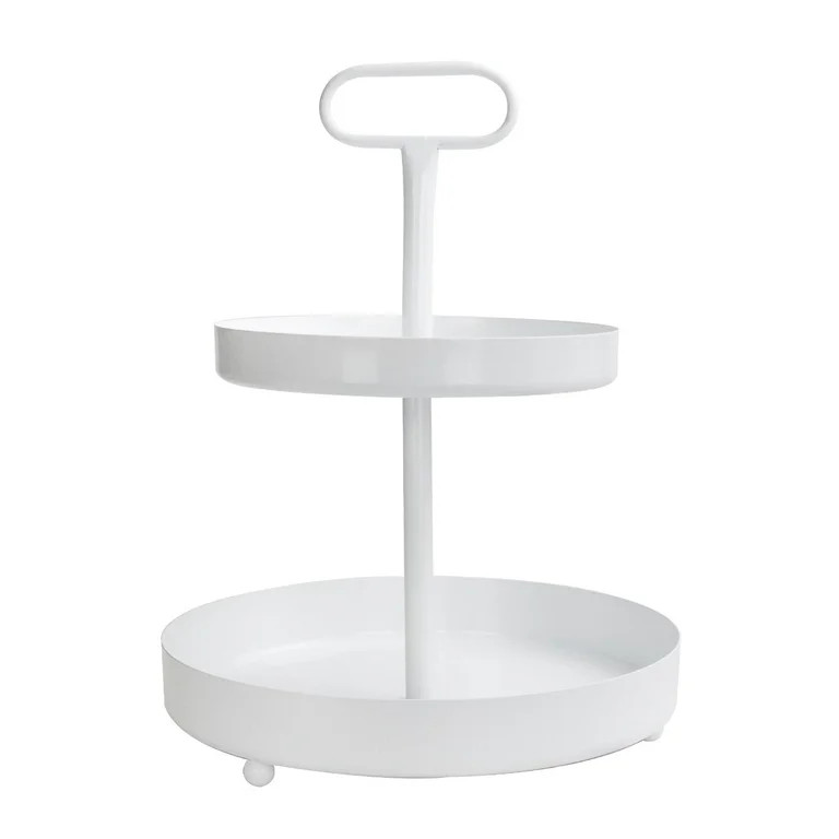MAONAME White Two Tiered Tray, Metal 2 Tier Tray with Handle, Modern Tiered Tray Decor, Tiered Tr... | Walmart (US)