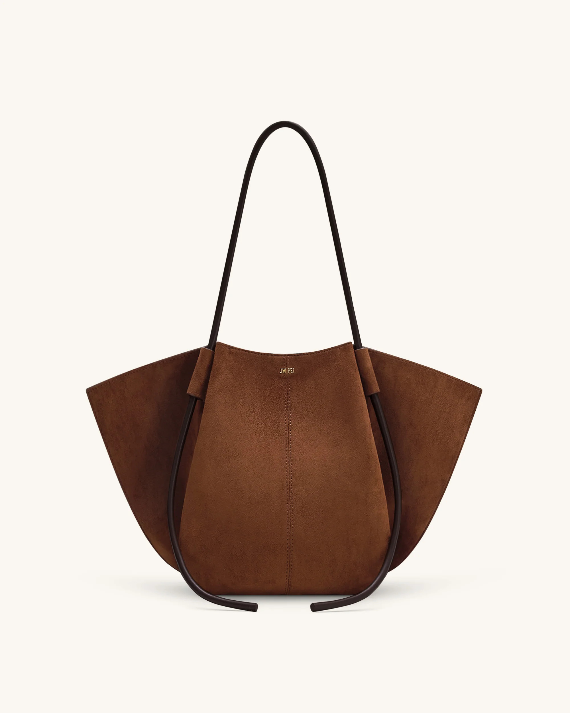 Nala Faux Suede Wide Tote Bag - Brown | JW PEI US