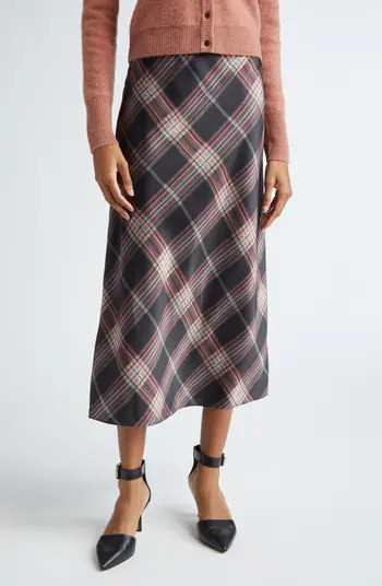 Plaid Satin Slipskirt | Nordstrom