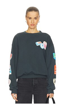 DAYDREAMER Ski Patch & Pass Collector Oversized Crew Sweatshirt in Washed Black from Revolve.com | Revolve Clothing (Global)