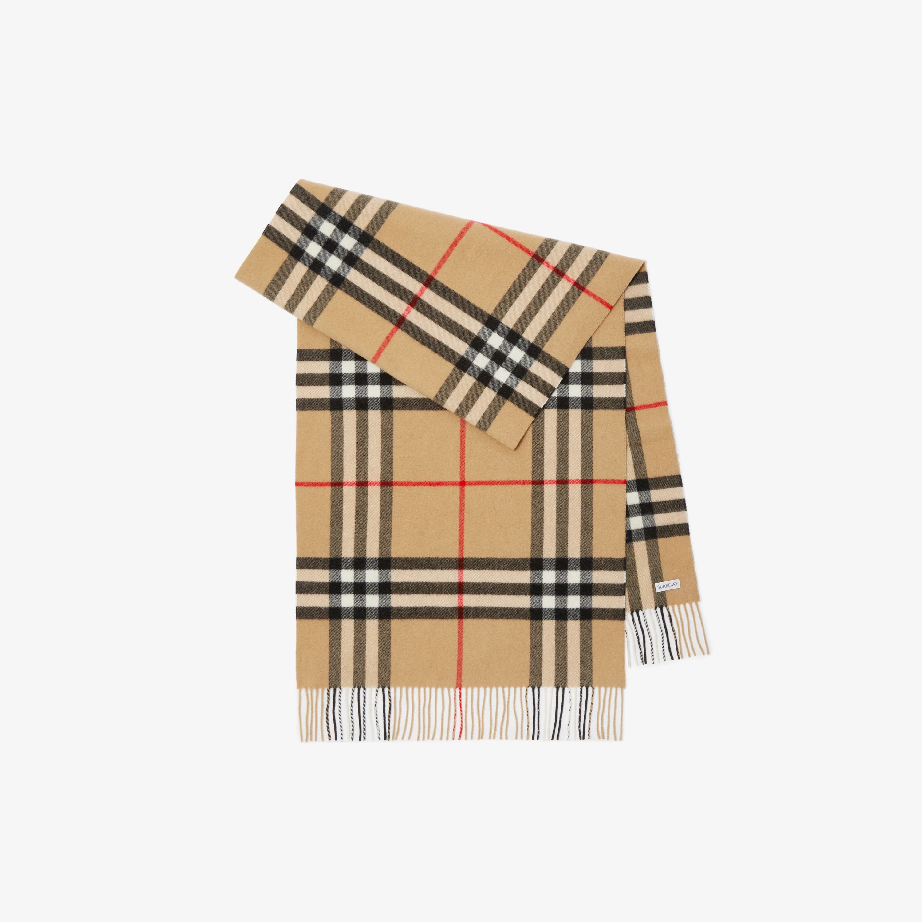 Wide Check Cashmere Scarf in Archive Beige | Burberry® Official | Burberry (US)