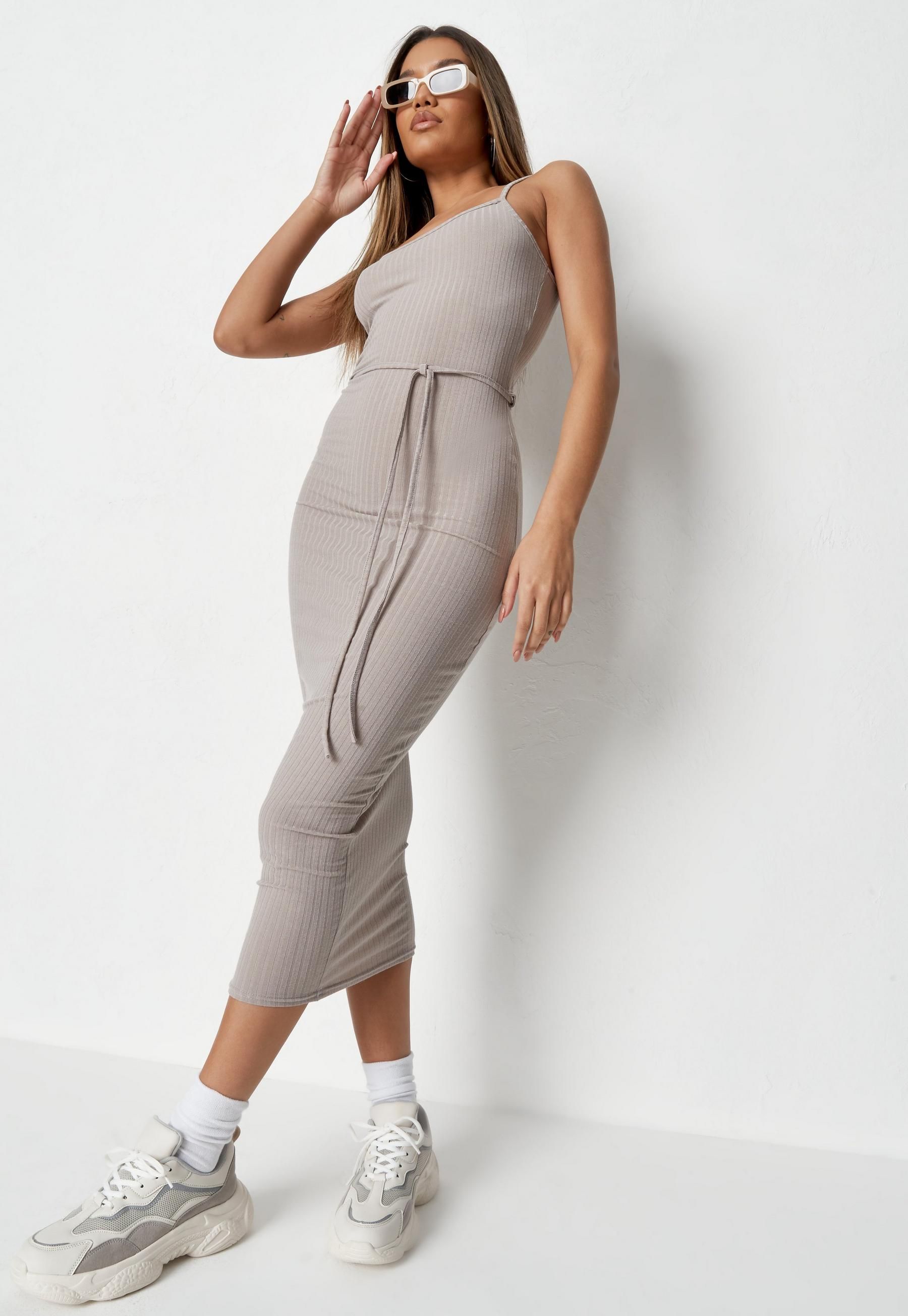 Tall Mauve Tie Belted Cami Midaxi Dress | Missguided (US & CA)