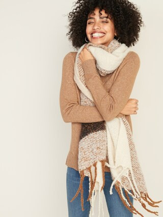 Patterned Bouclé-Knit Blanket Scarf for Women | Old Navy (US)