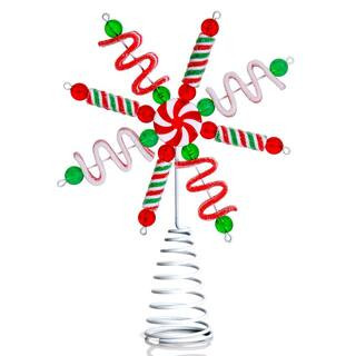 Candy Snowflake Tree Topper - Peppermint Candy Cane Sour Licorice Star Snowflake Christmas Tree T... | The Home Depot