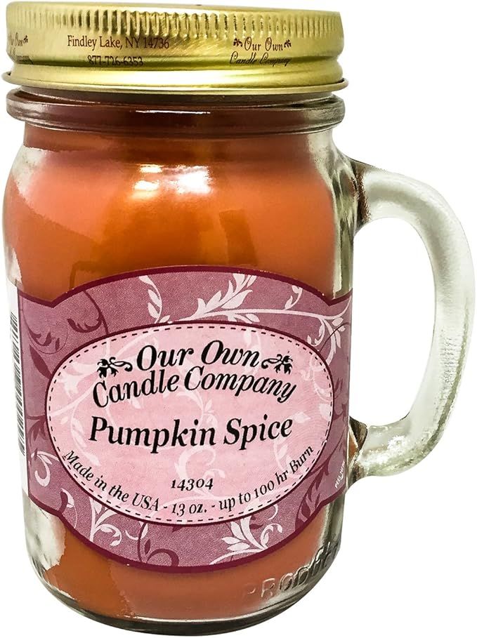 Our Own Candle Company Pumpkin Spice Scented 13 Ounce Mason Jar Candle | Amazon (US)