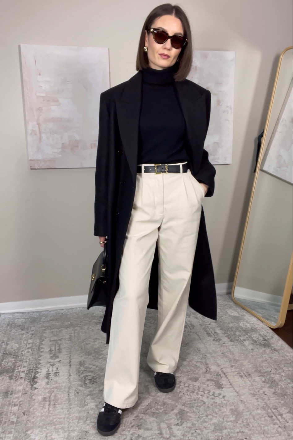 Wool coat, wide leg trousers

#LTKstyletip #LTKfindsunder100 #LTKSeasonal