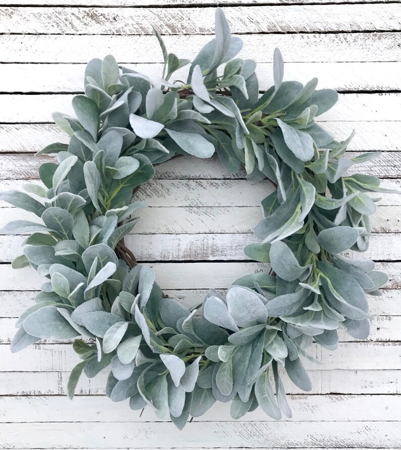 Lamb's Ear Wreath Farmhouse Wreath Greenery Wreath Year - Etsy | Etsy (US)