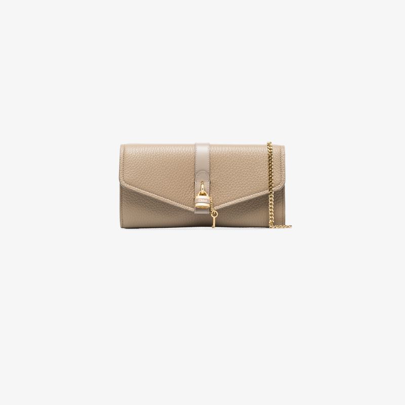 Chloé Womens Neutrals Grey Aby Leather Clutch Bag | Browns Fashion