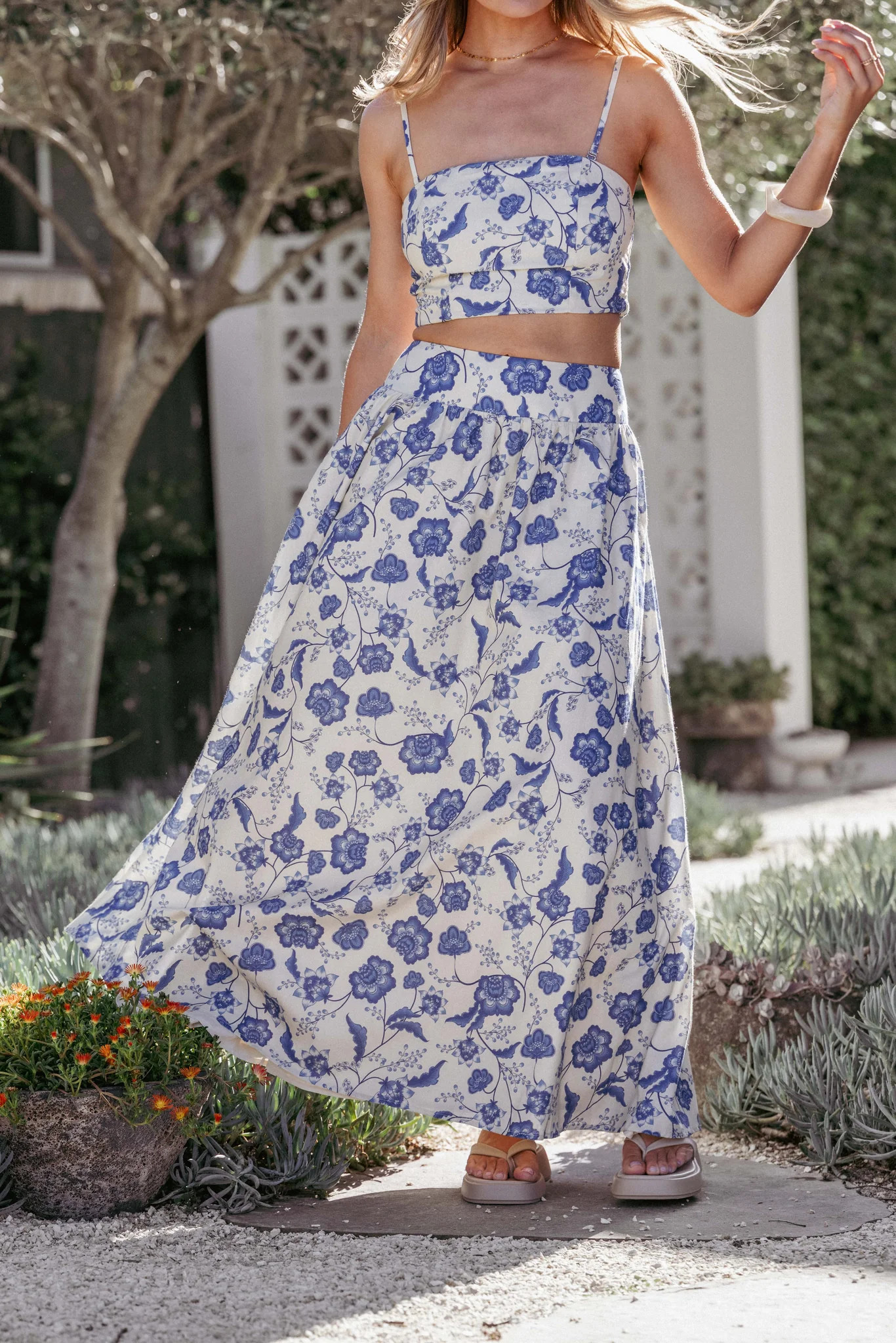 Kristy Maxi Skirt Set - Cream Floral | Petal & Pup (US)