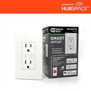 Smart 15 Amp 120-Volt Tamper Resistant White Duplex Outlet Powered by Hubspace (1-pack) | The Home Depot