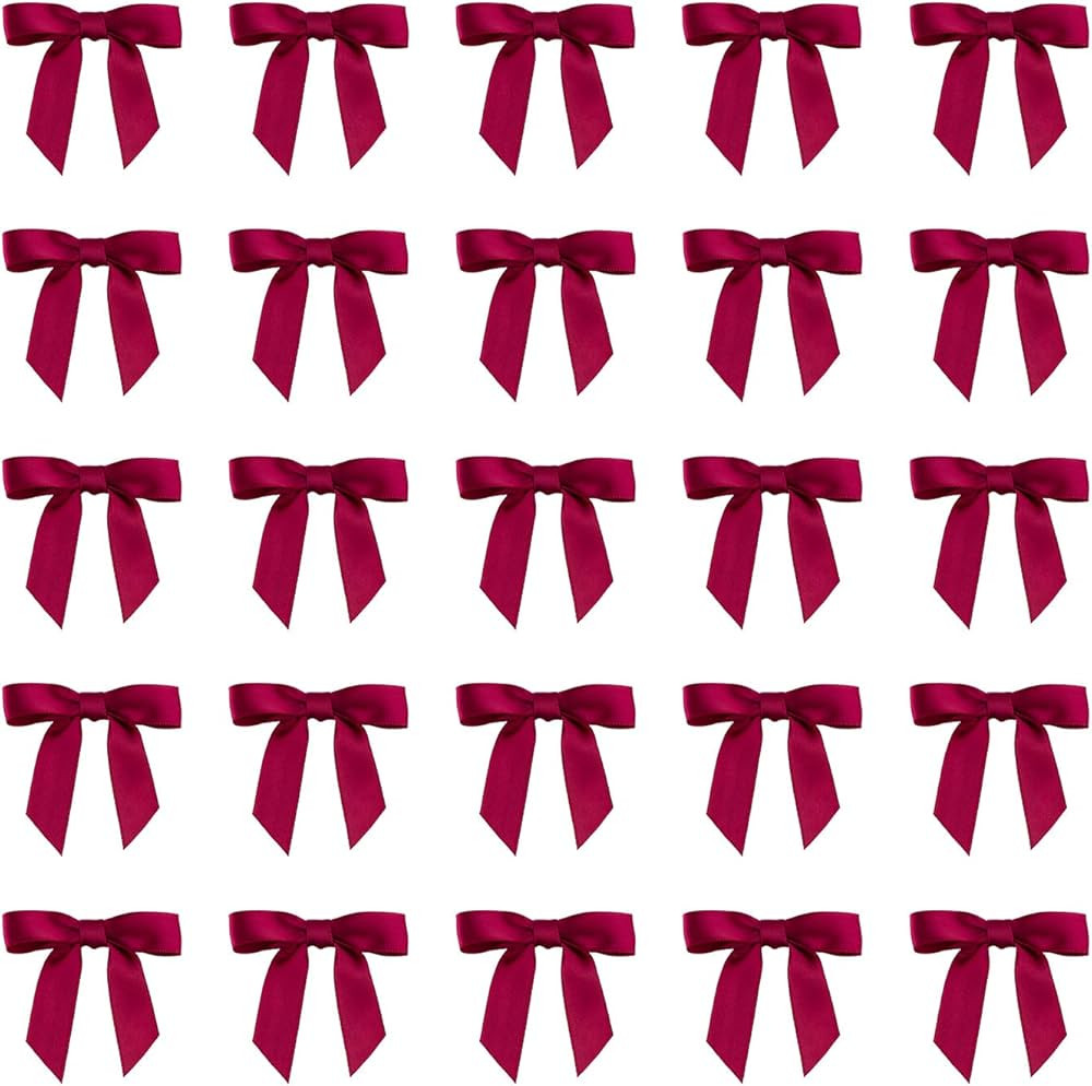 7Rainbows 50pcs Boutique 1.5" Burgundy Satin Ribbon Mini Bows for Craft Sewing Scrapbooking Weddi... | Amazon (US)