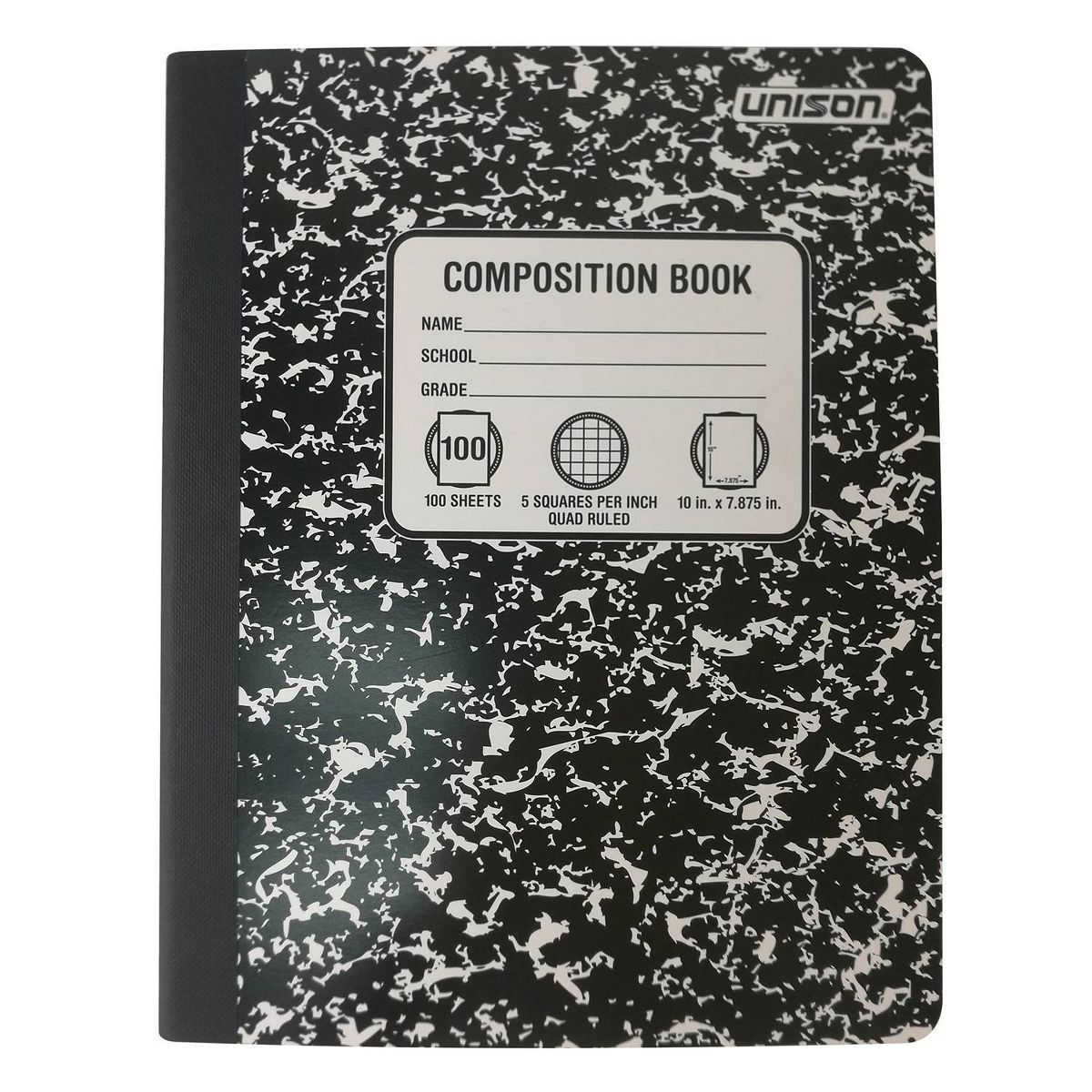 Graph Ruled Solid Composition Notebook Black - Unison | Target