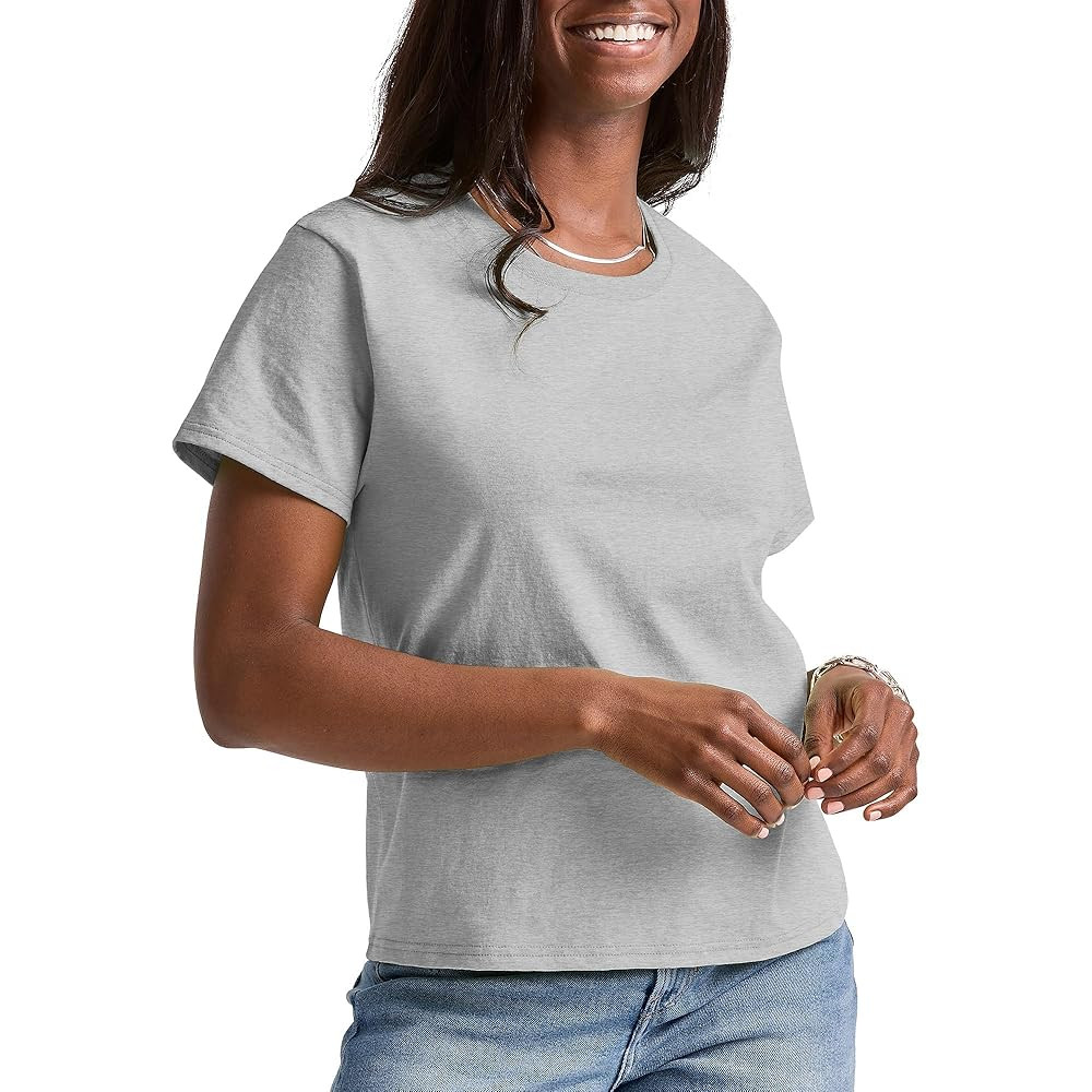 Hanes Essentials, Cotton Crewneck Tee, Classic Fit T-Shirt for Women | Amazon (US)