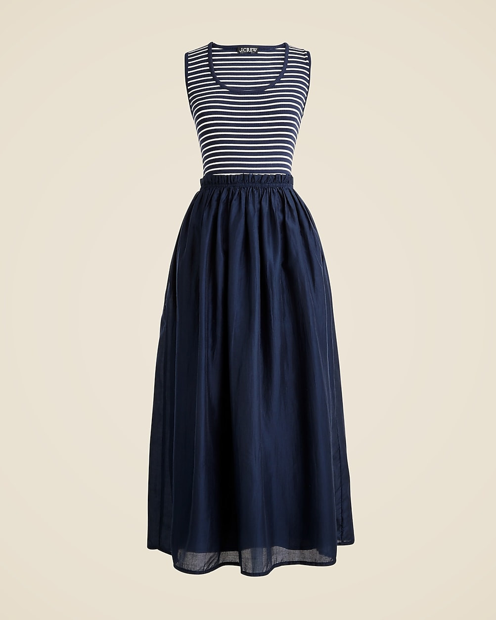 Gathered-waist mixy dress in stripe | J. Crew US