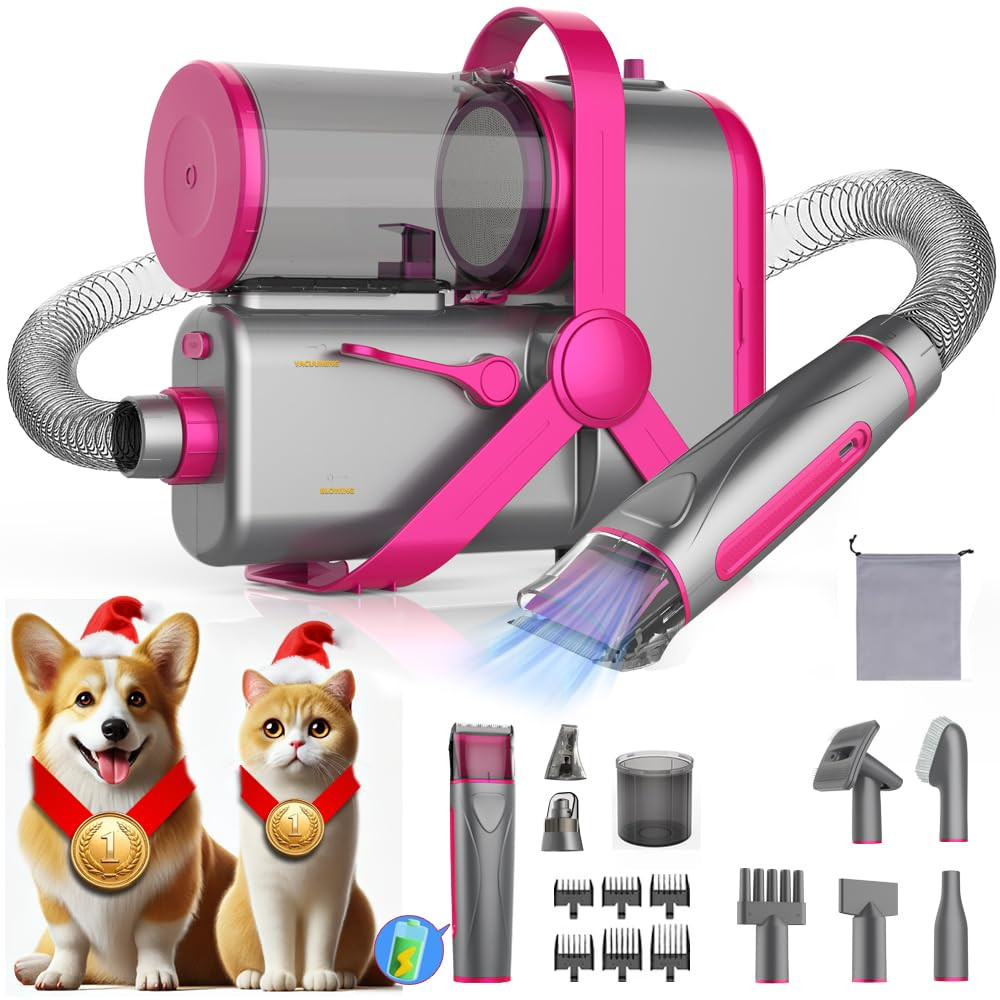 Dog Hair Vacuum / Blow Dryer One-Touch Switch, Dual-Motor Pet Grooming Kit For Shedding With Expa... | Amazon (US)